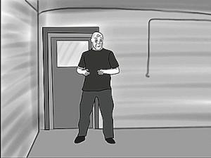 Gif avec les tags : Soral,bernamej,bois,chambre à gaz,coup de coude,dessin annimé,porte